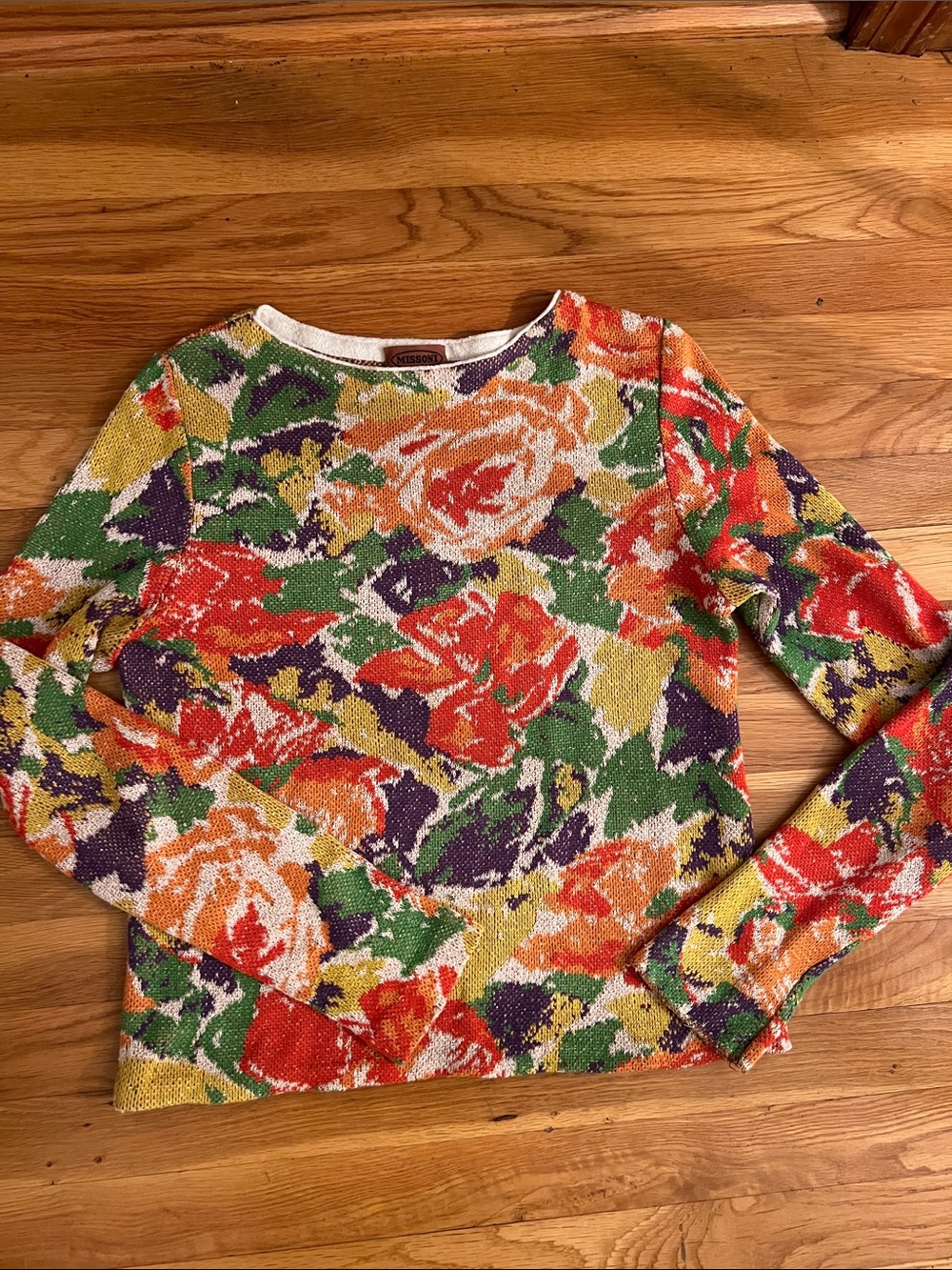 Missoni Multicolor Floral Knit Long-Sleeve Top